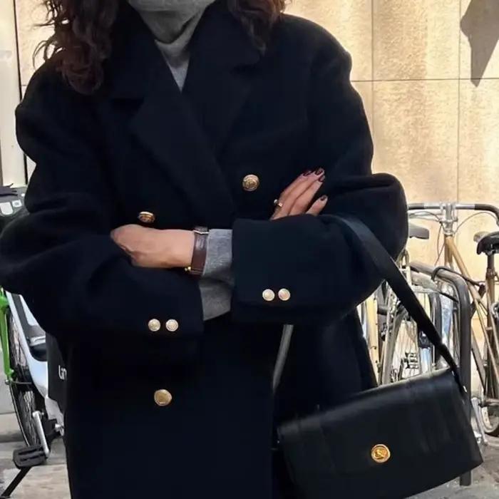 Costume Double boutonnage manteau en laine femmes hiver 2025 nouvelle veste en laine coréenne vêteme