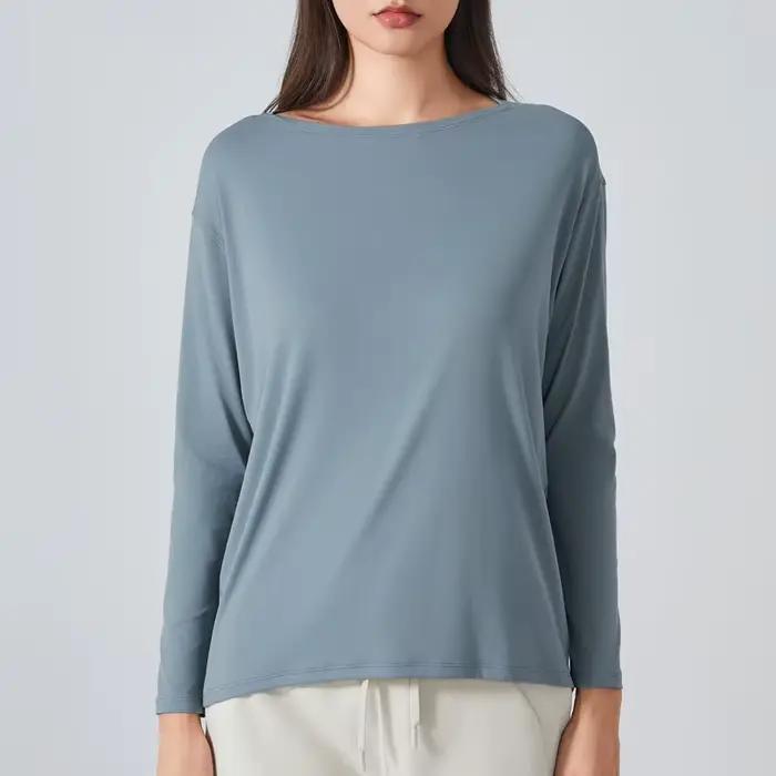 Pull athlétique à manches longues en Y pour femme, double sensation nue, 14 couleurs, course à pied,