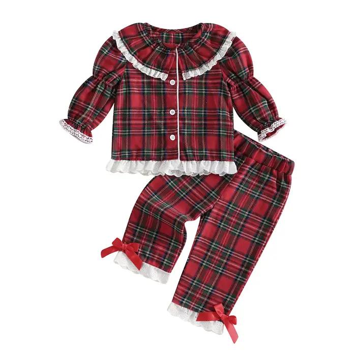 Vêtements de Noël pour bébés filles, ensembles de vêtements à volants, chemises à manches longues à 