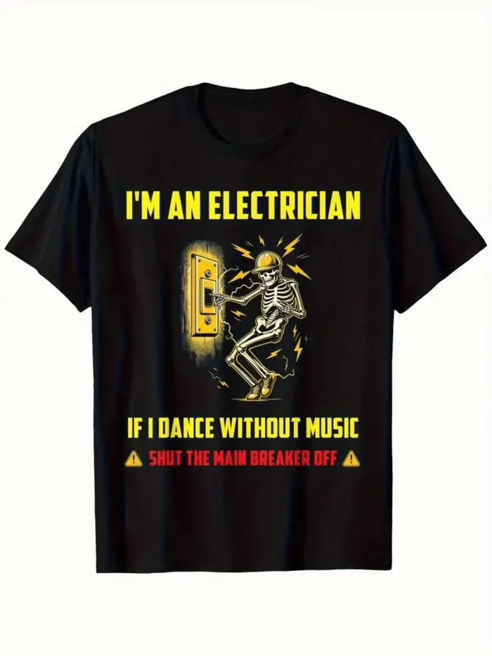 T-shirt graphique d'électricien pour hommes, en coton, unisexe, décontracté, col rond, manches court