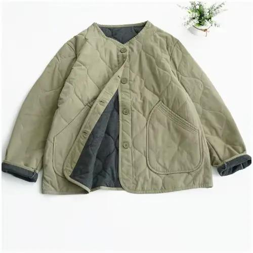 Veste matelassurera légère à manches longues pour hommes et femmes, Parkas courts à boutonnage simpl