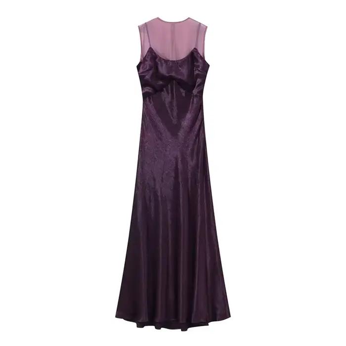 Robe de soirée élégante pour femme en satin, chic d'été, sans manches, col en V, coupe ajustée, unie