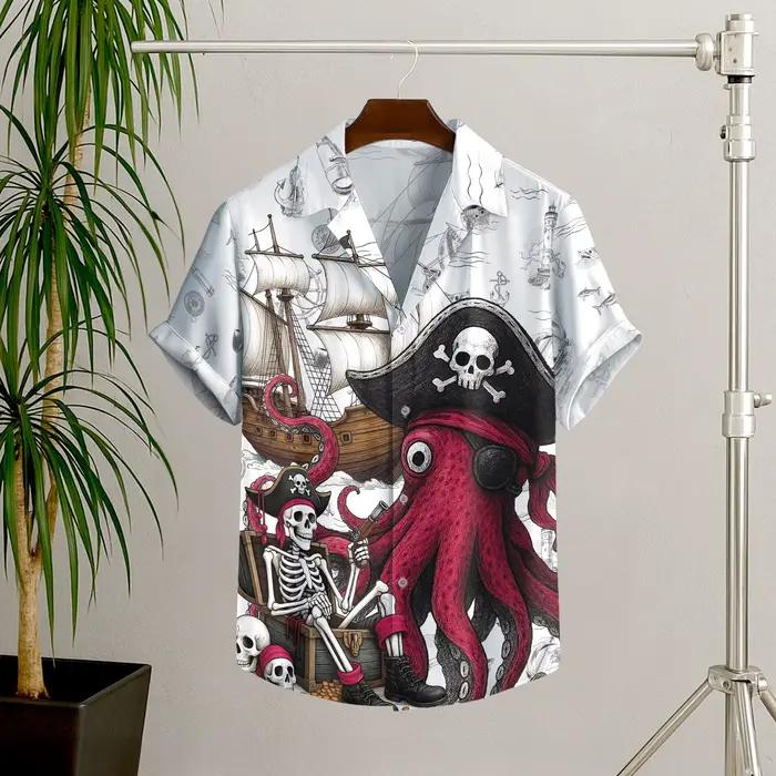 Chemise hawaïenne Pirate pour hommes et femmes, cadeau pour les amateurs de pirates, chemises hawaïe
