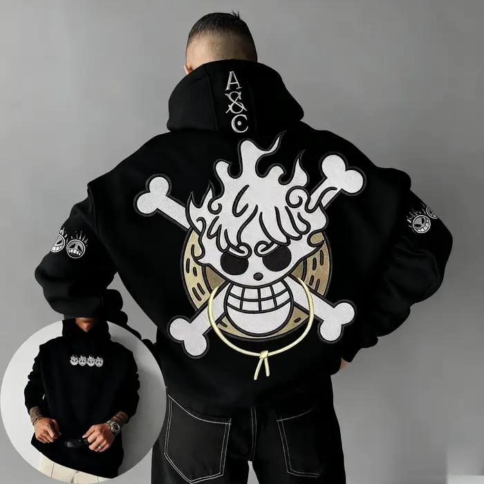 Sweat-shirt à capuche surdimensionné pour homme et femme, pull à imprimé graphique de dessin animé, 