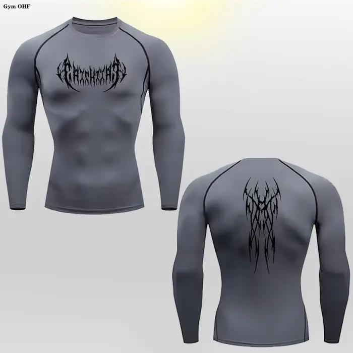 T-shirt de compression à manches longues pour homme, séchage rapide en Y, entraînement de gym, fitne