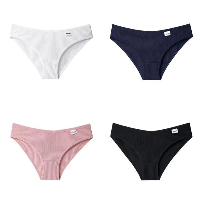4 Coton Sous-Vêtements pour Femme Antifavorable Sans Couture Culotte Confortable Respirant V Profond