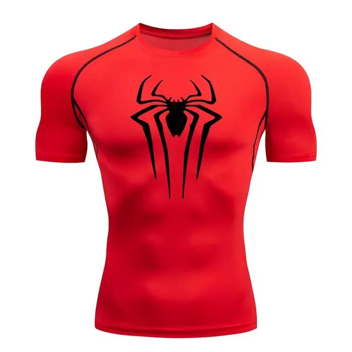 Chemises de Compression imprimées araignée pour hommes, t-shirt d'été à manches courtes, protection 