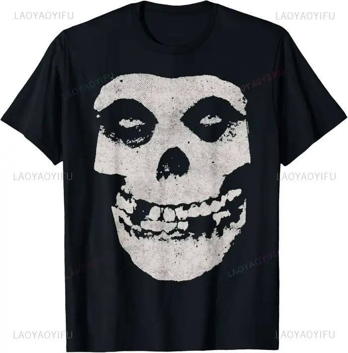 Misfits T-shirt crâne en détresse unisexe pour hommes femmes-Vintage gothique Streetwear surdimensio