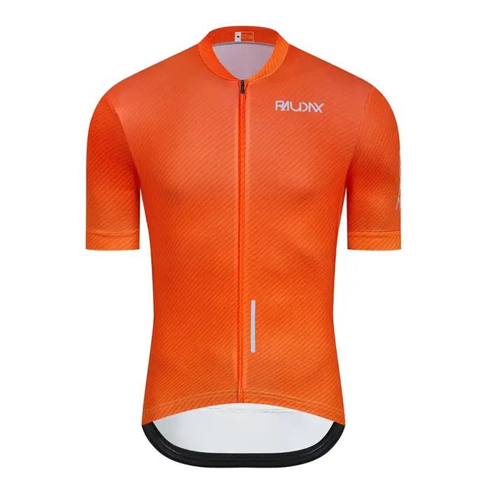 RAUDAX-Ensemble de maillot de cyclisme orange pour homme, vêtements de vélo de route, vêtements de c