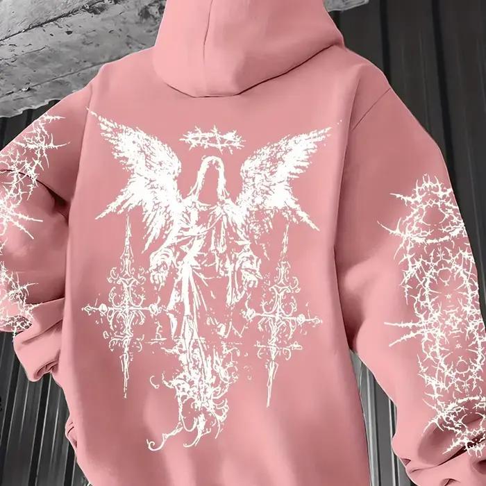 Sweat à capuche unisexe décontracté à manches longues, coupe régulière, imprimé graffiti épineux Ang