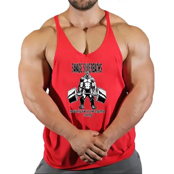 Gilet de fitness en coton pour hommes, ample, sans manches, motif imprimé cool, sport et loisirs, co