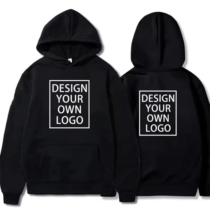 Sweat-shirt à capuche personnalisé pour hommes et femmes, pull-over, texte d'image personnalisé, uni