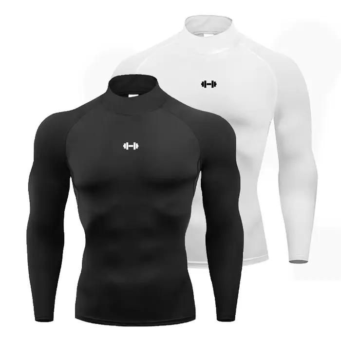 T-shirts de course pour hommes Compression à manches longues chemises de Sport haltère Fitness entra
