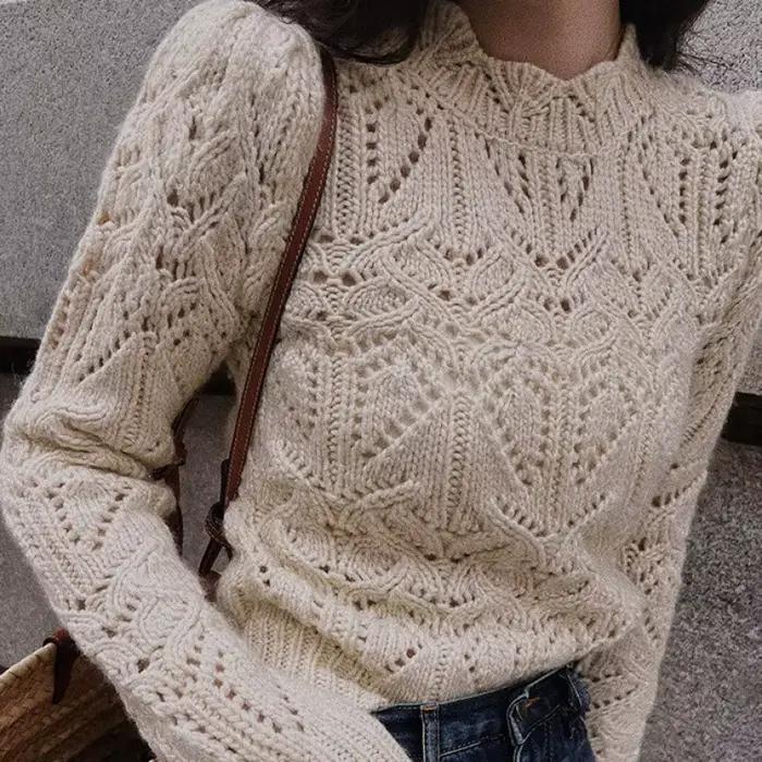 Pull creux pour femmes, avec Crochet fait à la main, tricoté doux, épaulettes, haut court