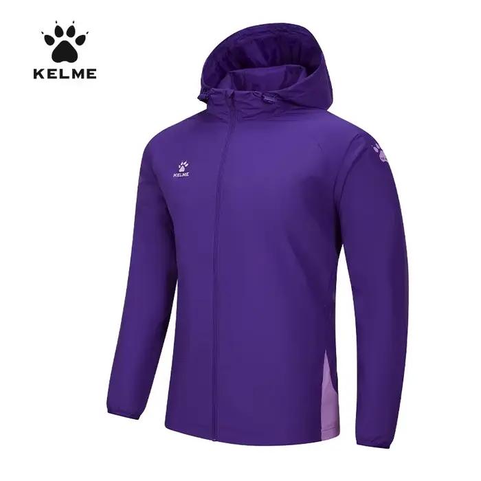 Kelme-Veste de sport à capuche pour homme et femme, coupe-vent, imperméable, football, entraînement 