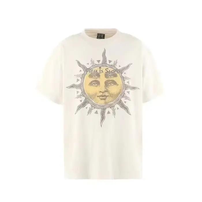 T-shirt Saint Noir Blanc Léger Oversize Manches Courtes 2025 Nouveau Homme Femme Col Rond Coton Impr