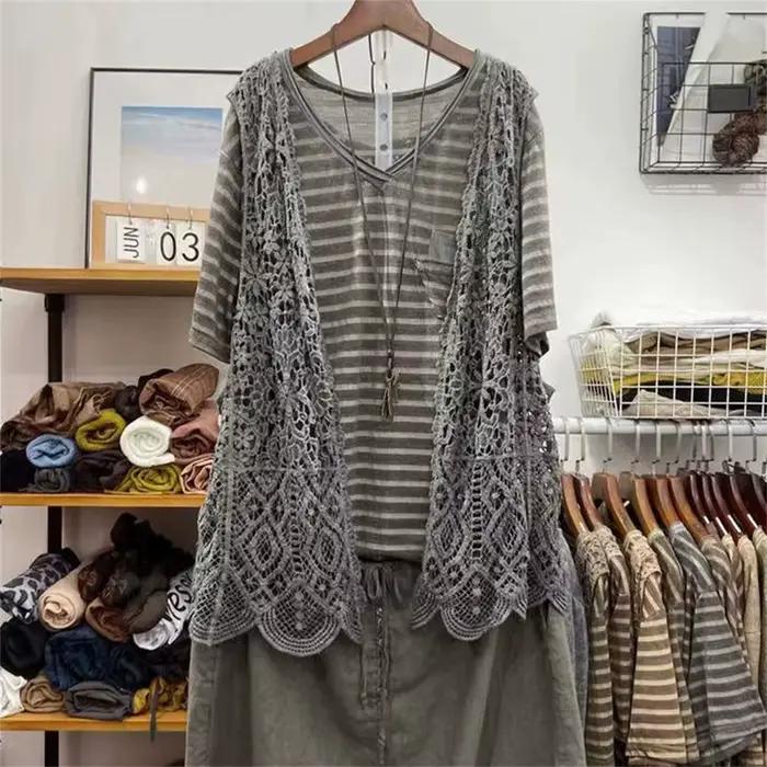 Gilet de mode pour femmes été nouveau Crochet évider gilet extérieur coton tricot haut sans manches 