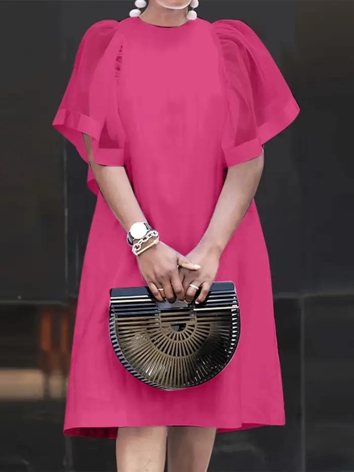 ZANZEA femmes Vintage robes solide maille Patchwork robe d'été décontracté été Mini robe fête à vola