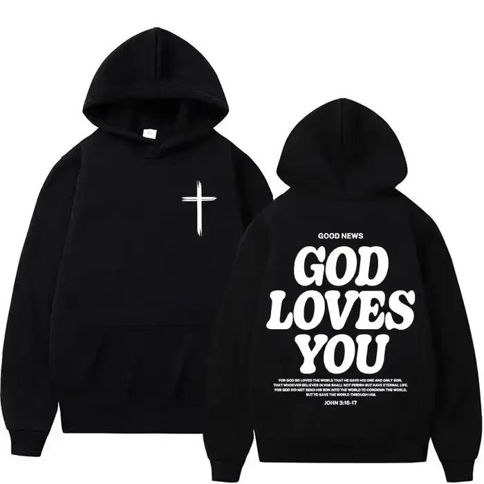 Sweat à capuche Harajuku, esthétique chrétienne, église de jésus, Bible, dieu vous aime, pulls rétro