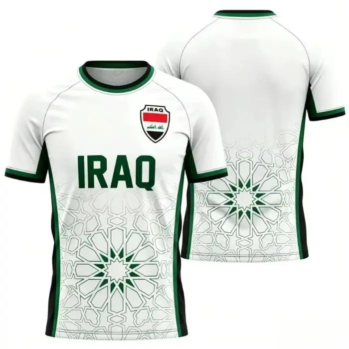 T-shirt de football à thème Irak 2026, col rond, respirant, séchage rapide, manches courtes, maillot