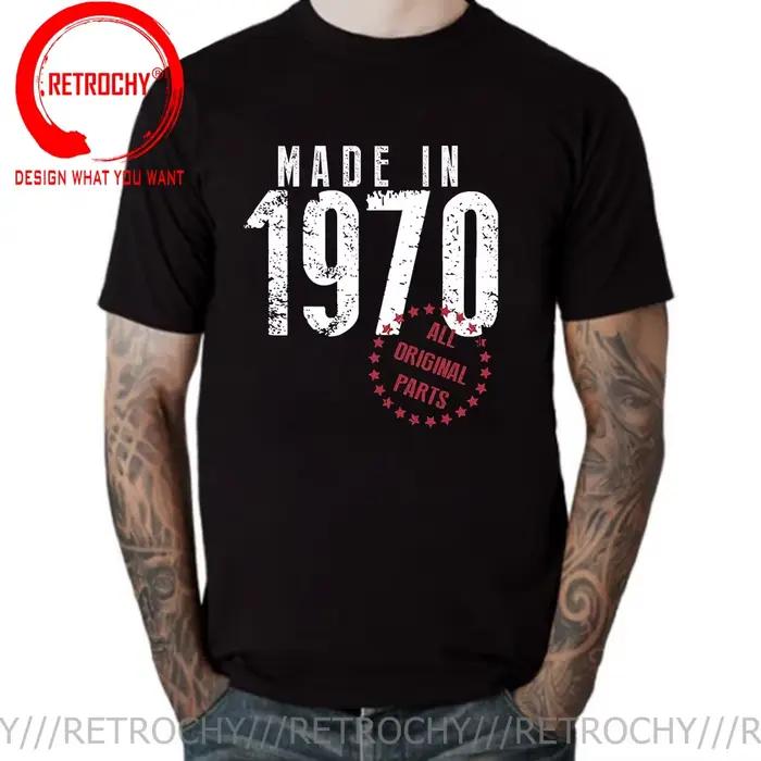 Vintage fabriqué en 1970/1971/1972/1973/1974/1975/1976/1977/1978/1979 T-shirt hommes rétro années 19