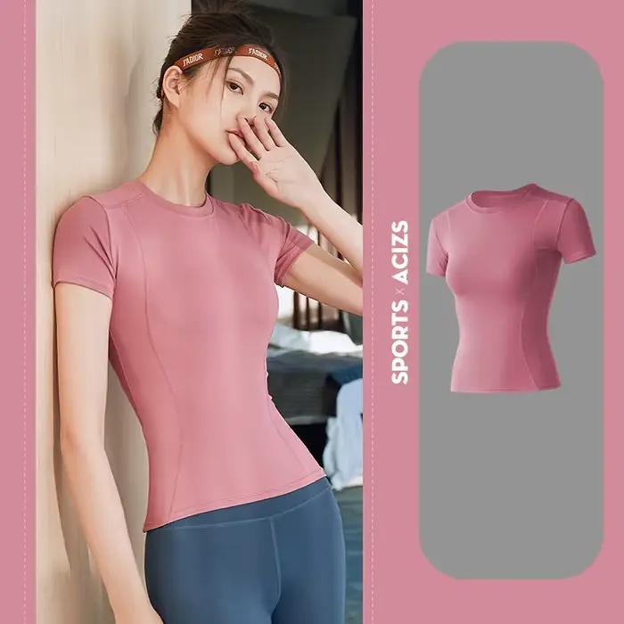 Vêtements de sport à manches courtes pour femmes, vêtements de fitness, vêtements de course minces, 