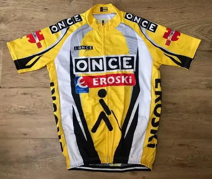 Une fois EROSKI Team Yellow Retro Classic Imaging Jerseile, Racing Bicycle Summer, Short Sleeve Ropa