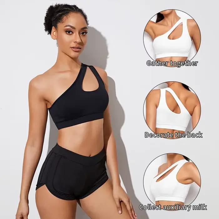 Soutien-gorge de sport pour femmes, Push Up, Fitness, asymétrique, épaule dénudée, antichoc, Yoga, n