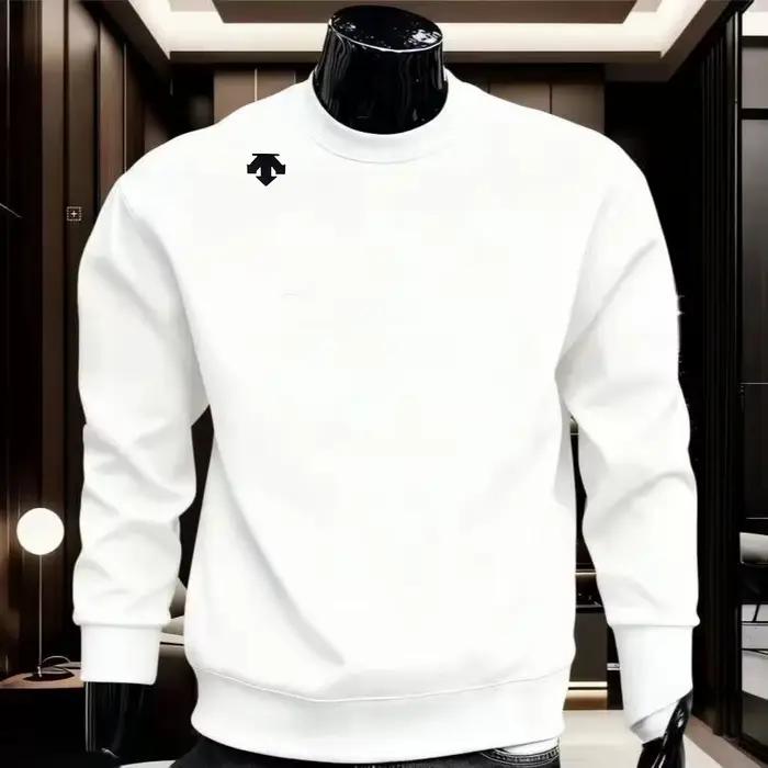 Chemise de sport à manches longues et col rond pour homme, en pur coton, chemise de sport décontract