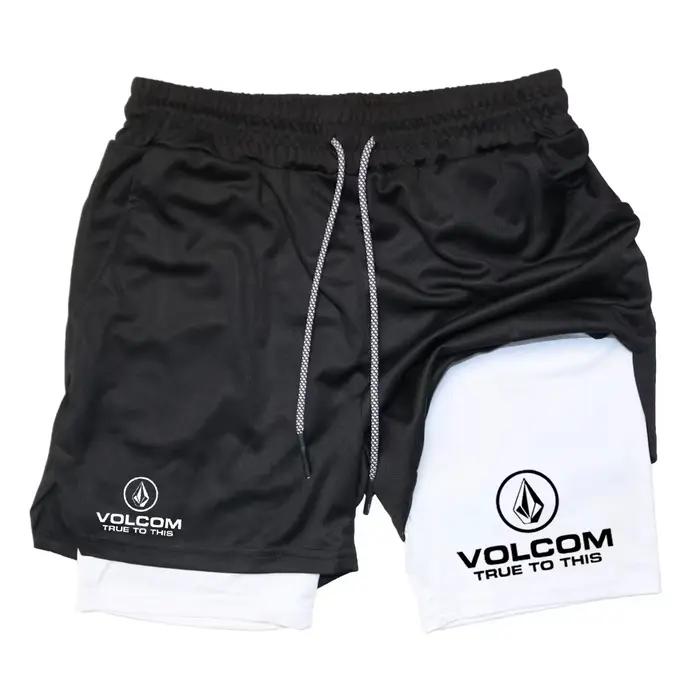 VOLCOM Short imprimé 2-en-1 pour homme, adapté au sport, à la course à pied, à la marche lente et au