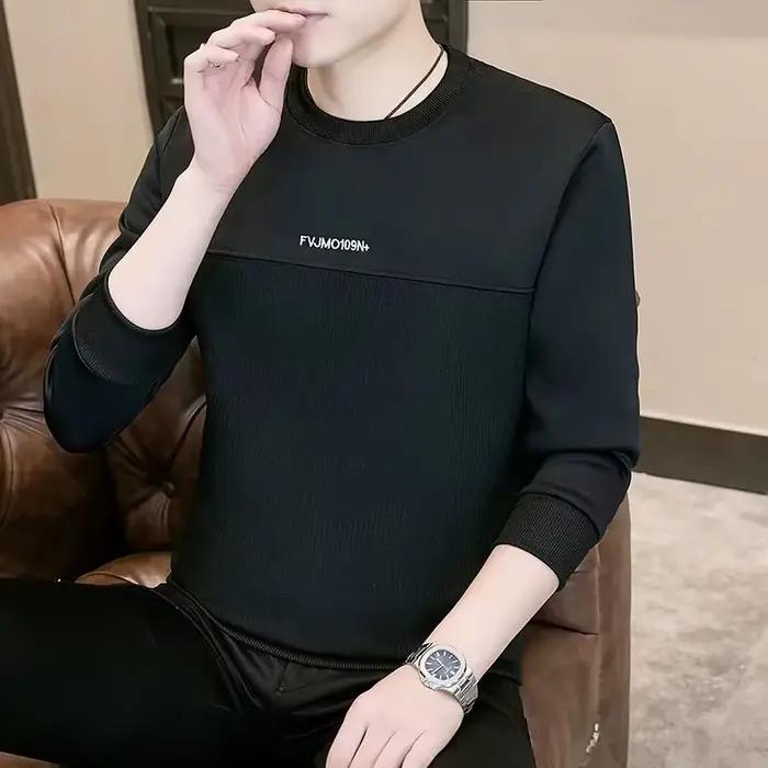 Sweat-shirt à manches longues pour hommes, haut fin, tendance, décontracté, printemps-automne