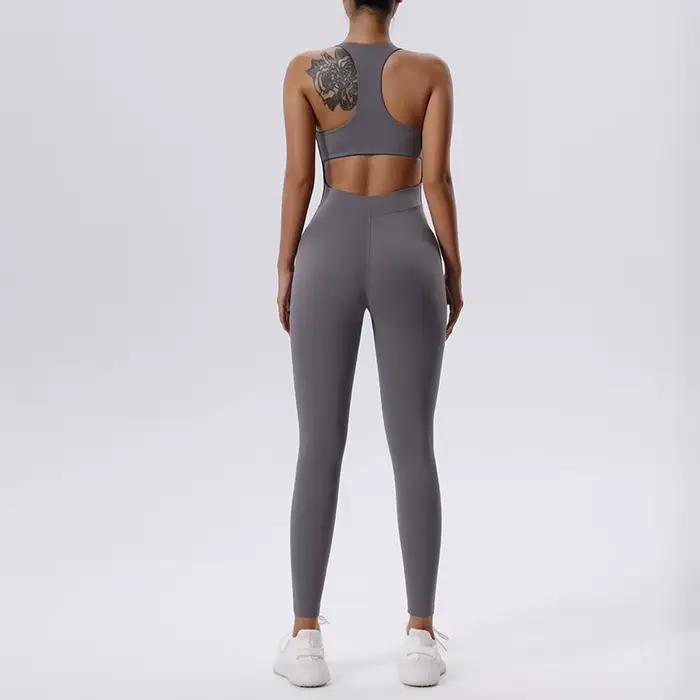 Ensemble de Yoga combinaison femmes pleine saisons décontracté Fitness combishort sportif sans manch