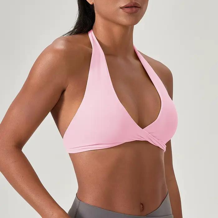 Sous-vêtements de sport respirants pour femmes, soutien-gorge de sport Sexy, col en V, haut court d'