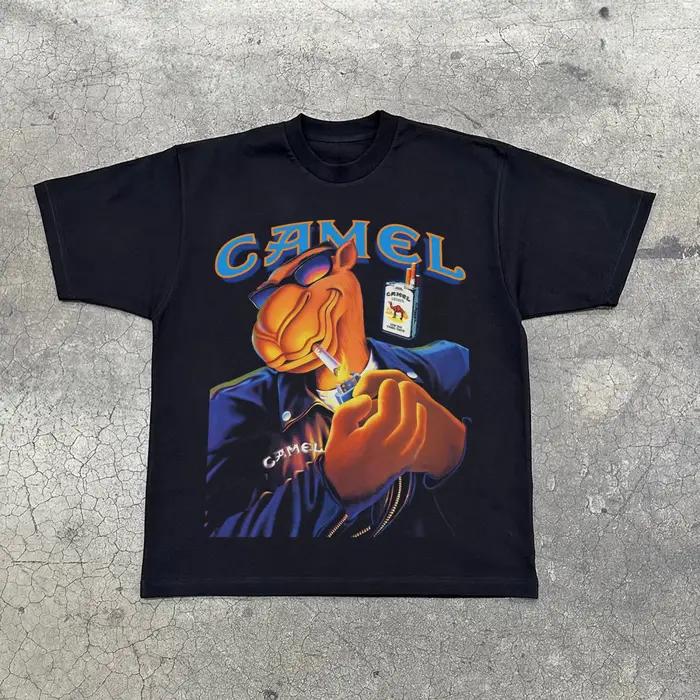 T-shirt vintage à motif chameau pour hommes et femmes, 100% coton, manches courtes, à porter au quot