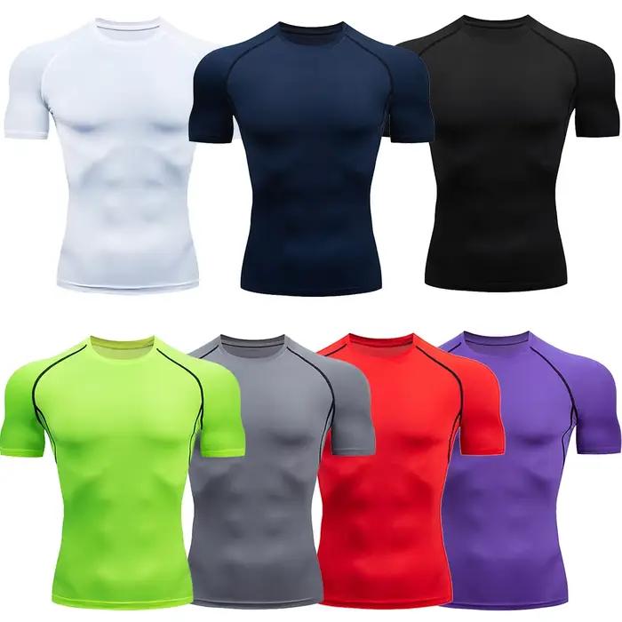 T-Shirt homme course Sport T-Shirt hommes haut de Compression T-Shirt Fitness séchage rapide serré e