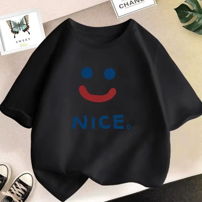 T-shirt en coton respirant Happy Fleece Design pour filles, t-shirts de sport cool, vêtements de rue