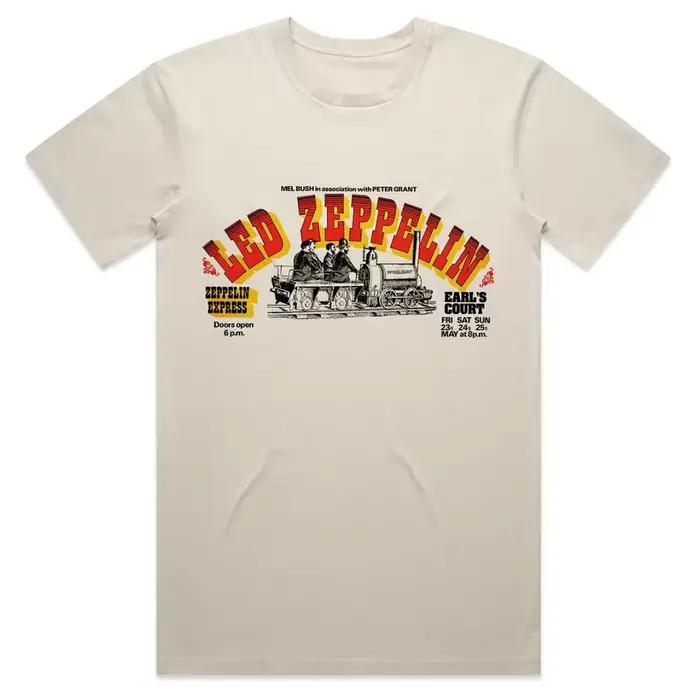 Zeppelin Express Poster - T-shirt Bone Tee Led Zeppelin Band, T-shirt d'été en pur coton pour hommes