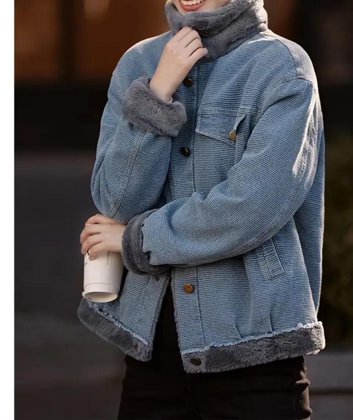 Veste en feutre épais de qualité supérieure pour femme, manteau court en Denim, nouveau Style automn