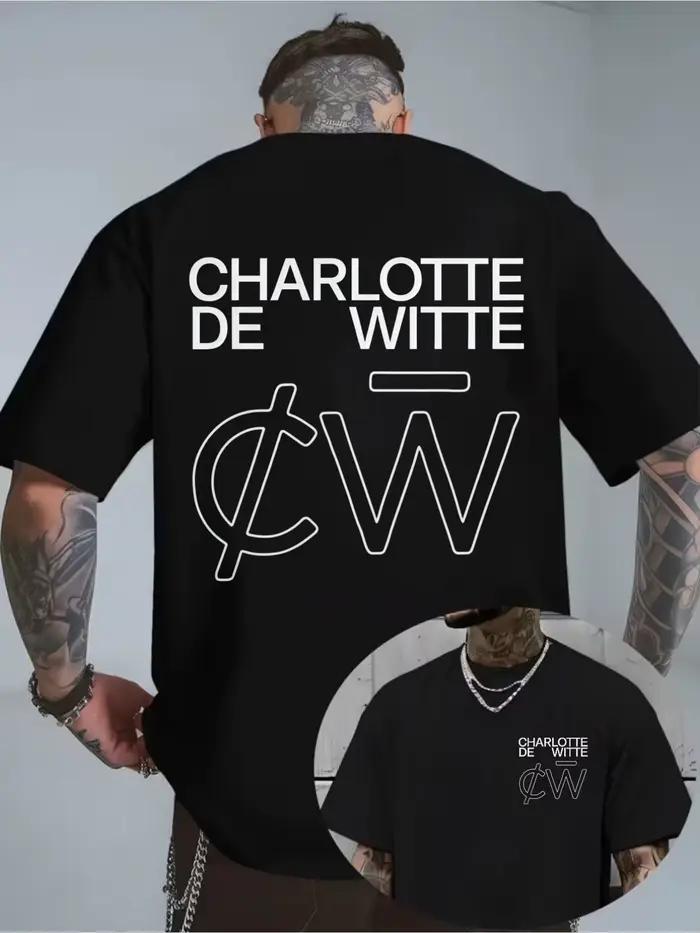 Design de t-shirt amusant : logo Charlotte De Witte CW avec contour blanc sur fond noir. Chemise str