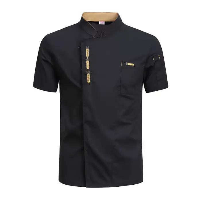 Uniforme de chef cuisinier unisexe, veste à manches courtes, manteau de chef, vêtements de restauran