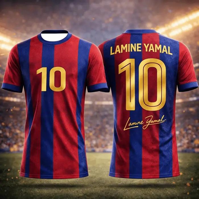 Maillot de football Barcelone 10 Lamine Yamal – T-shirt Homme, Femme, Garçon, Enfant – Séchage rapid