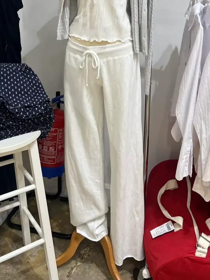 Pantalon de survêtement bleu Royal avec cordon de serrage pour femme, pantalon Long droit, ourlet br