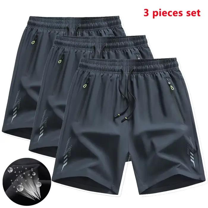 3 pièces nouveaux Shorts de course hommes Shorts de sport de gymnastique séchage rapide entraînement