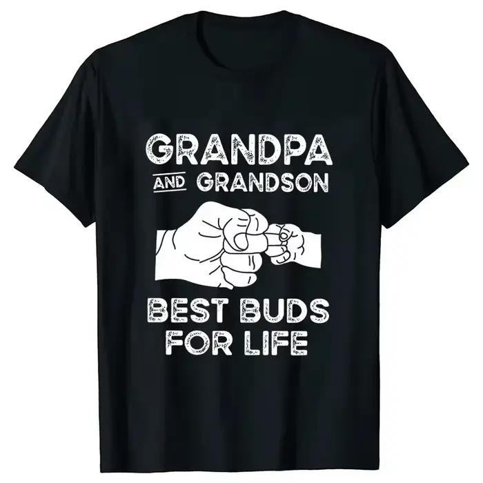 T-shirt de grand-père et de petit-fils pour hommes, meilleurs bourgeons pour la vie, vêtements assor