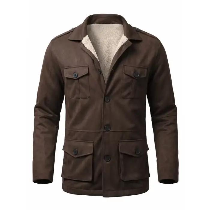 Veste de travail d'hiver pour hommes, en faux daim, poches multi-usages, veste de randonnée décontra