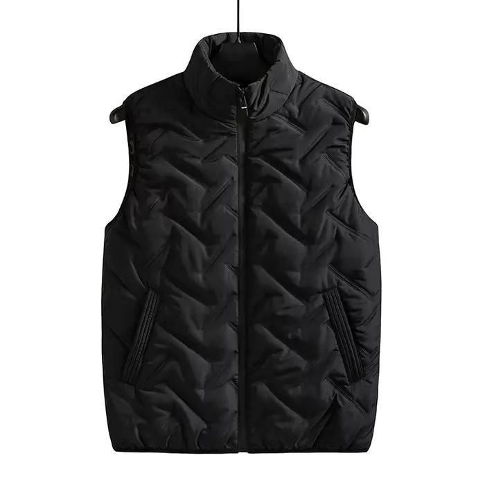 Mode hommes veste sans manches gilet automne thermique doux gilets manteaux décontractés mâle coton 