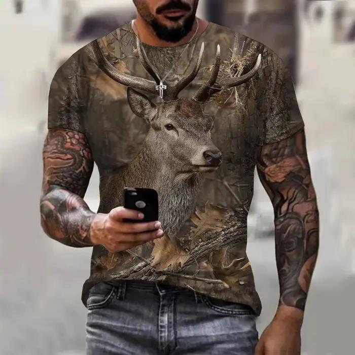 CamSolomon-T-shirt manches courtes pour hommes et femmes, imprimé en 3D, animal de chasse au sanglie