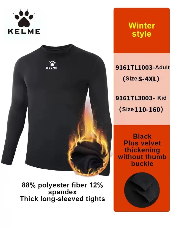 KELME – collants en peluche de Compression à manches longues pour hommes, entraînement sportif, Fitn