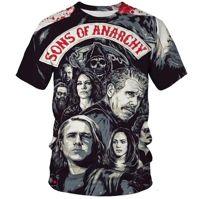 T-shirts vintage Sons of Anarchy, imprimé veste de moto 3D, t-shirt à manches courtes col rond pour 