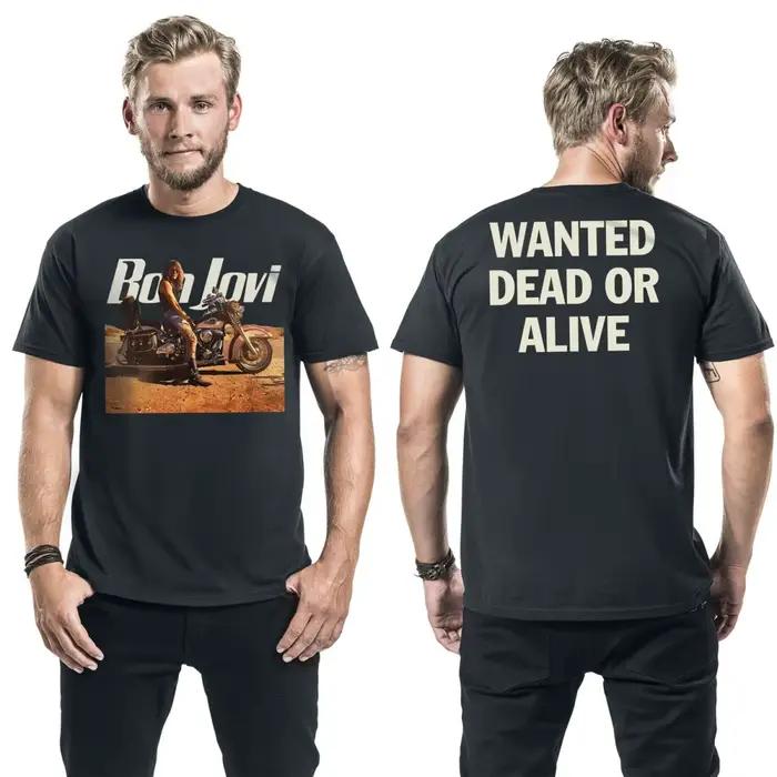 T-shirt en coton graphique Bon Jovi unisexe, manches courtes, marque de mode, tee-shirt de luxe déco